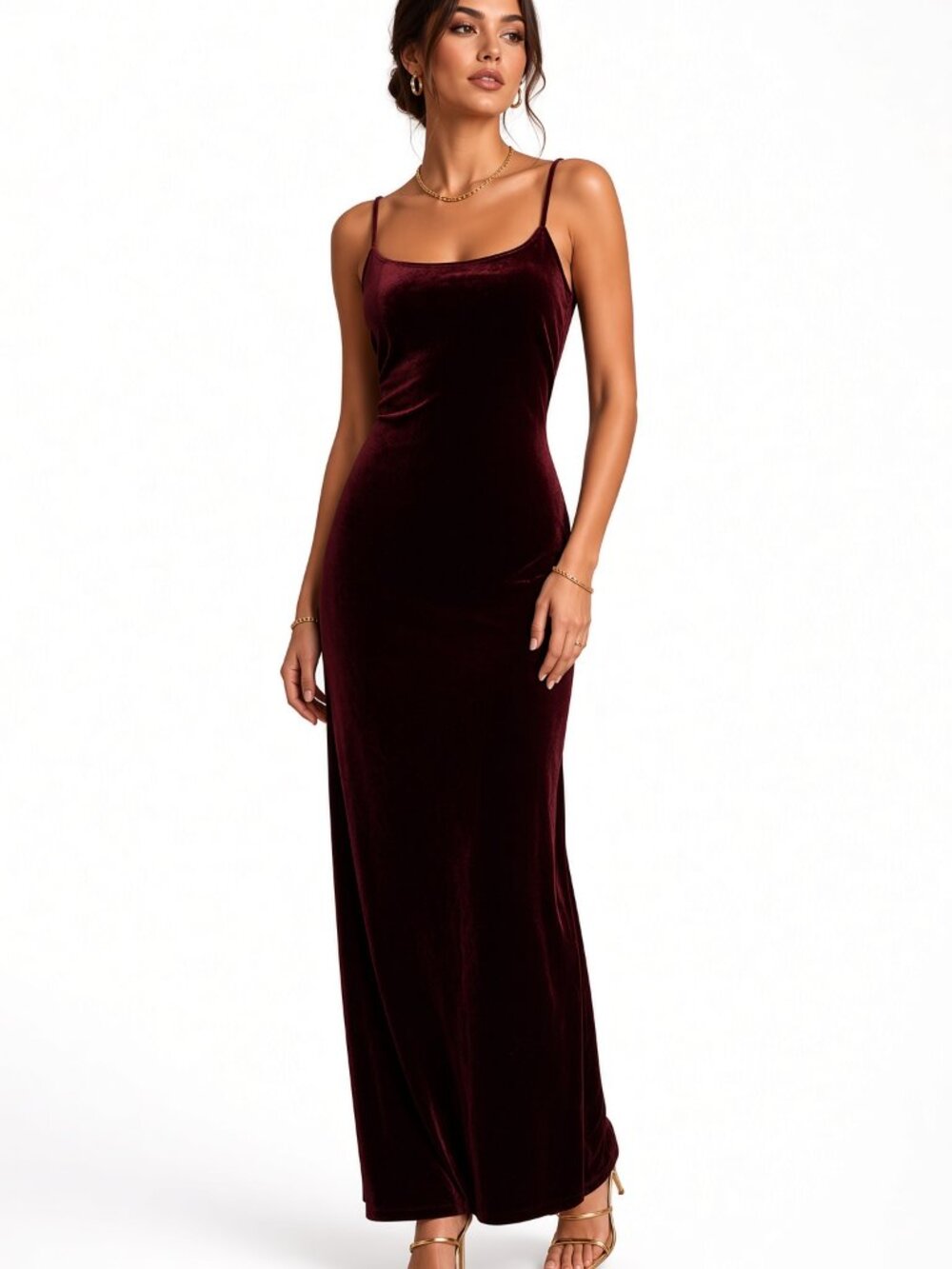 Steppin' Out Burgundy Velvet Maxi Dress